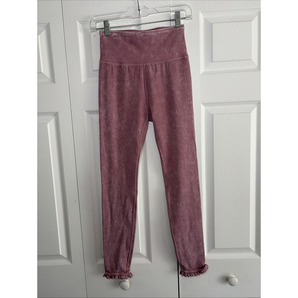 Joy Lab Ruffle Hem Leggings Womens XS Pink Acid Wash High Rise Yoga Size XS